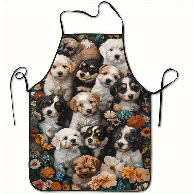 Home Cooking For Dogs - Schort met honden- en bloementhema, unisex,