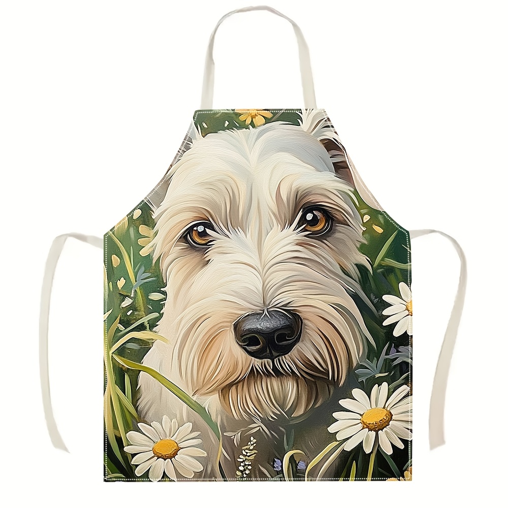 Home Cooking For Dogs - Schattig wit hondenschort, bloemig puppy keukenschort,