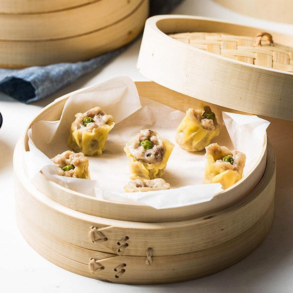 Steamer Bamboo Set - Chinese groenten, keukengerei met deksel, bamboe