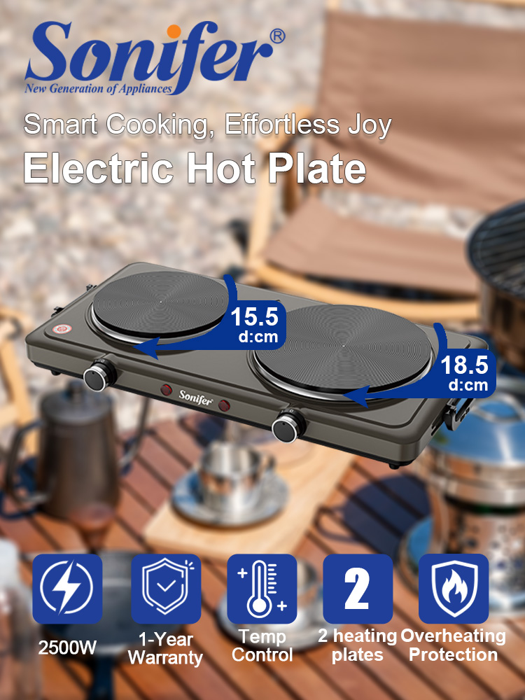 Hot Pot Portable Dual - Sonifer SF-3071 Dubbele Elektrische Kookplaat 1500W