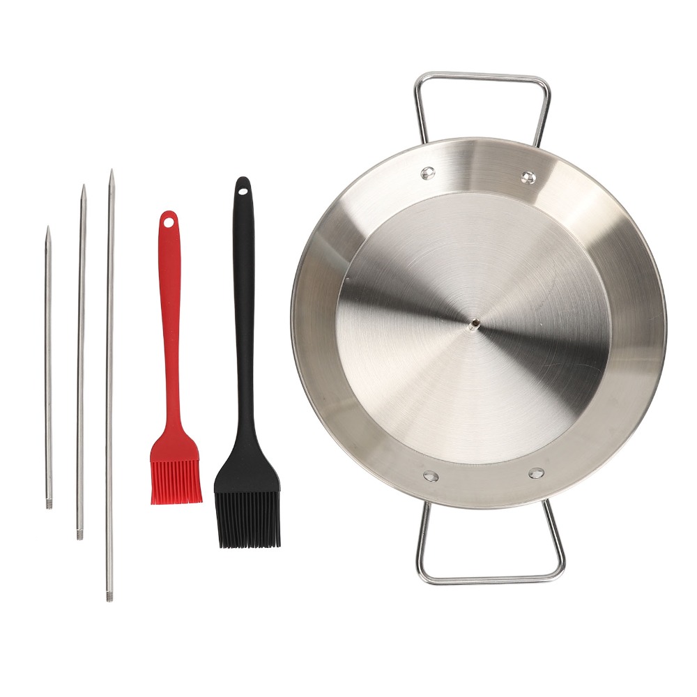 Paella Pan Steel - Verticale spieset van roestvrij staal, zilverkleurig,