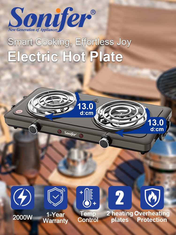 Hot Pot Portable Dual - Sonifer SF-3070 Dubbele Elektrische Kookplaat 2000W